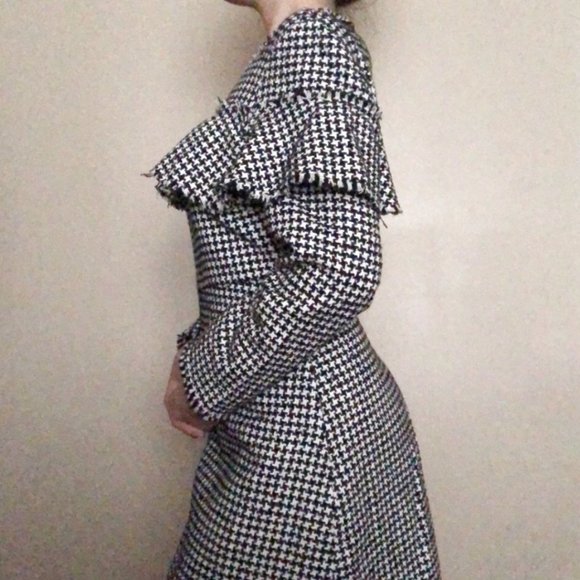 Black and White Houndstooth Flounce Dress - Picture 5 of 11